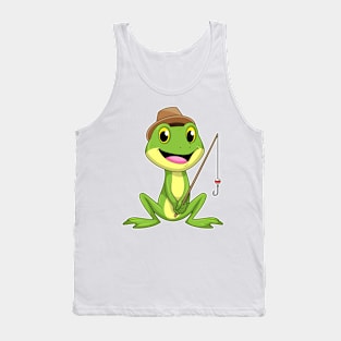 Frog at Fishing with Fishing rod Tank Top